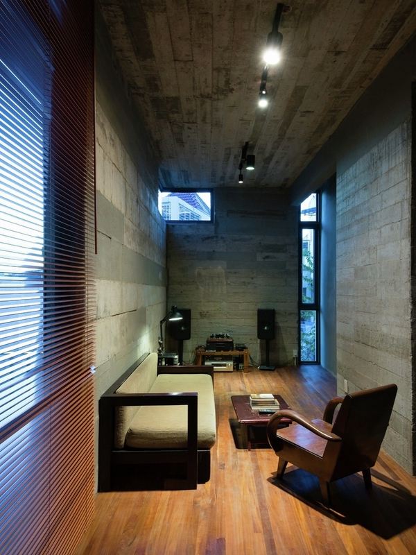 living room design chi house minimalist interior wood flooring 