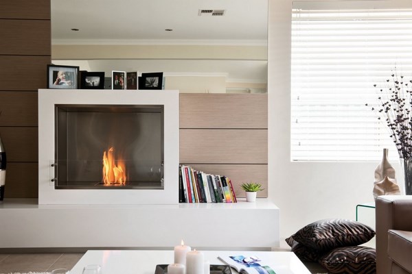 white square contemporary ventless gas fireplace