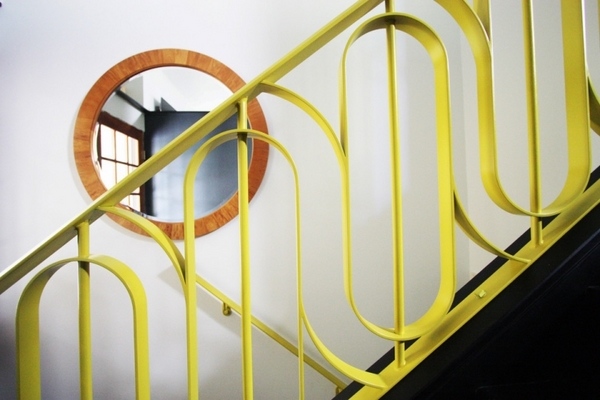 metal yellow railings contrast color combination