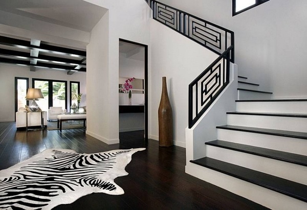 metal stair railings black white interior design