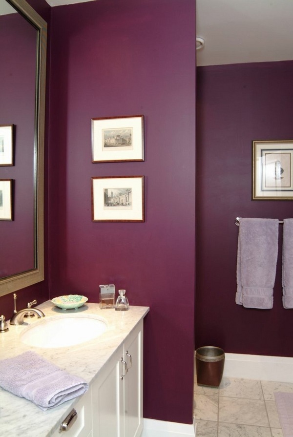 modern bathroom colors elegant bathroom design purple wall paint white vanity cabinet