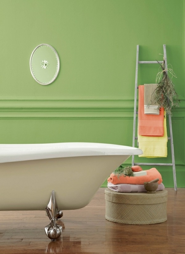 modern bathroom colors elegant green wall color clawfoot tub silver feet 