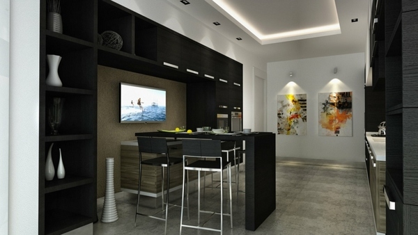 modern design breakfast bar wall mounted tv