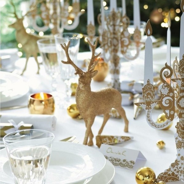 modern christmas reindeer figure gold candlestick 