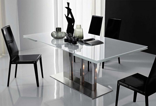 modern minimalist room design white extending table