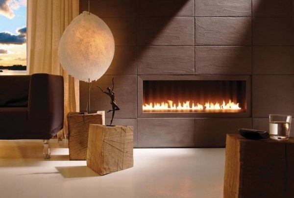 modern fireplace design ideas built in gas fireplace brown accent wall living room design