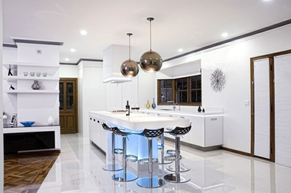 modern white kitchen design island with seating