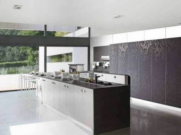 modern design ideas minimalist gray cabinets black countertop dark