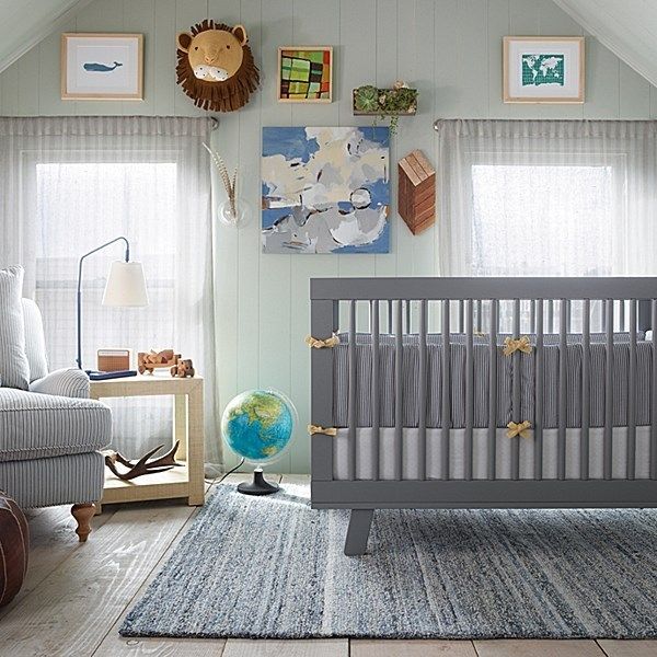 modern nursery room design ideas gray baby cot 