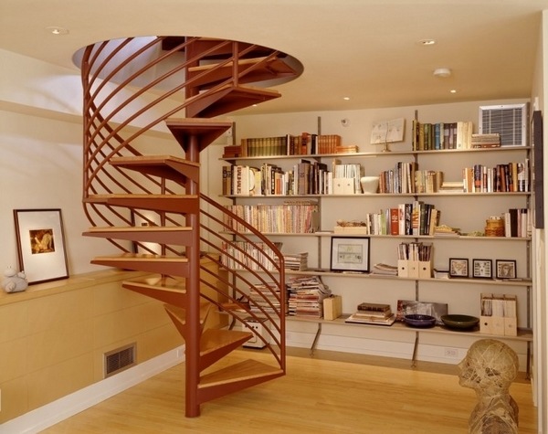 modern penthouse spiral staircase design railing bronze