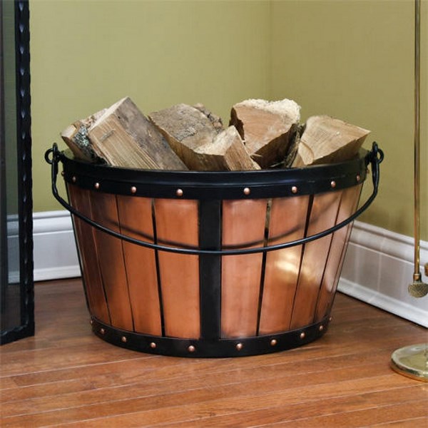 copper basket fireplace accessories ideas