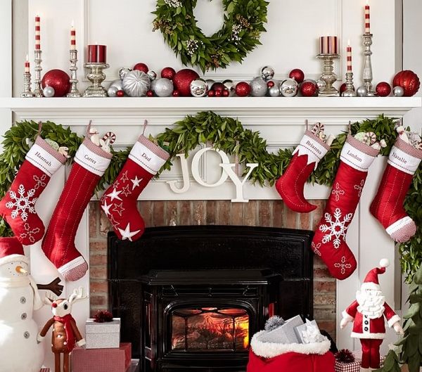 personalized stockings fireplace decoration traditional colors