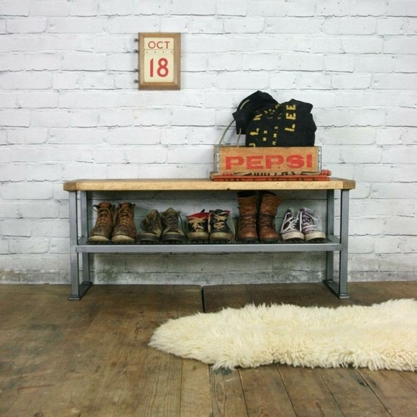 rustic shoe rack DIY ideas shoe storage bench