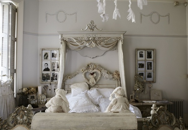 shabby chic bedroom design ideas neutral colors canopy bed 