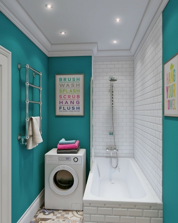small colors teal wall paint white subway wall tiles 