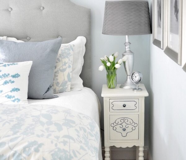 small-bedoom-furniture-ideas-white-tall-thin-nightstand-bedside-lamp