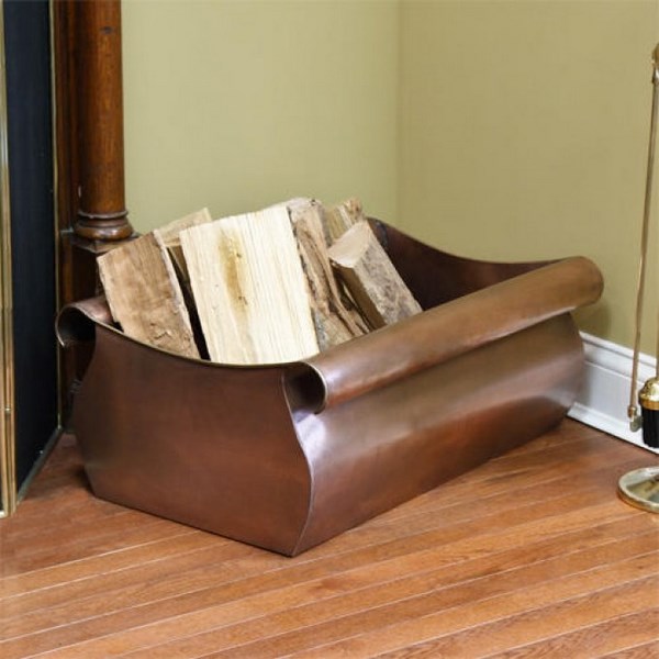 copper fireplace wood holder