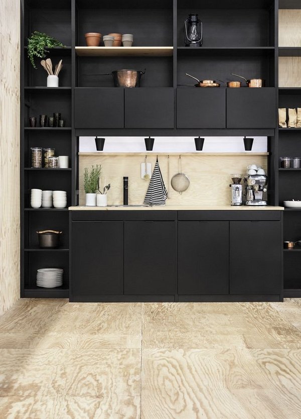small kitchen ideas black kitchen cabinets white countertop light flooring
