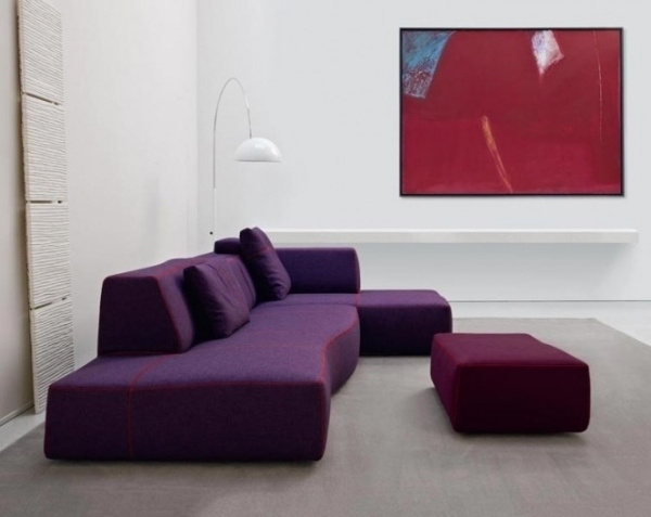 sofa-design ideas modern living room purple sofa ottoman