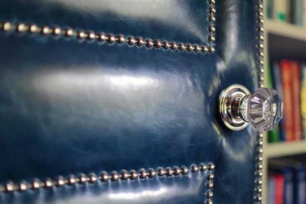 soundproof door ideas blue leather upholstery 