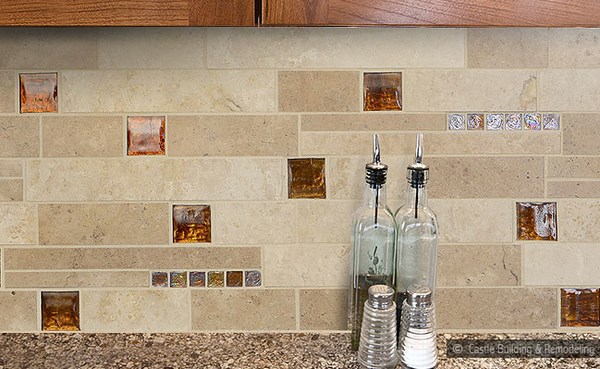travertine brown glass tile backsplash kitchen backsplash ideas kitchen remodel 