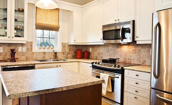 travertine ideas kitchen design white cabinets granite worktops