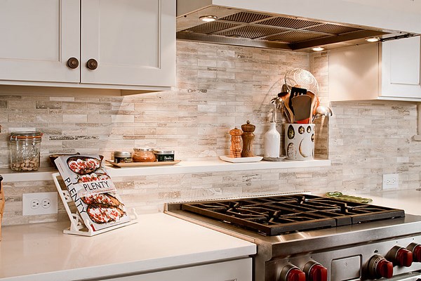 natural stone tile backsplash