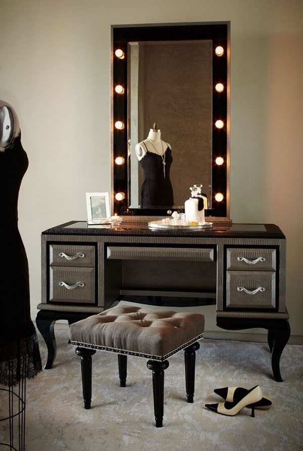 vanity design ideas classic mirror lamps drawers stool