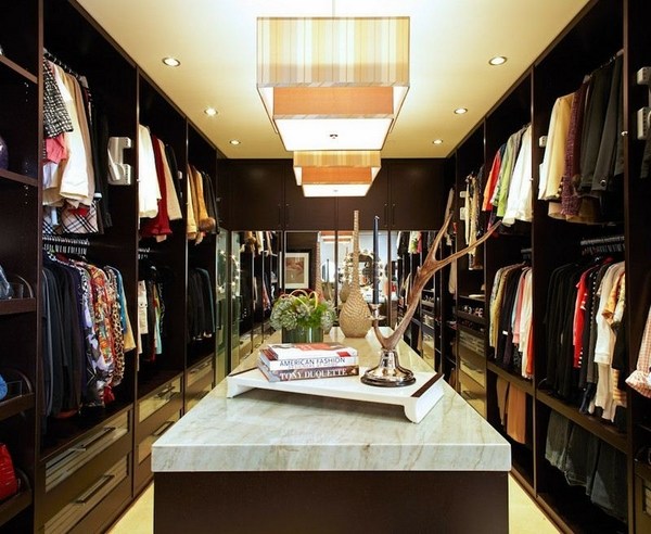 walk-in-closet-design-ideas-glamorous mahogany wood furniture marble tabletop