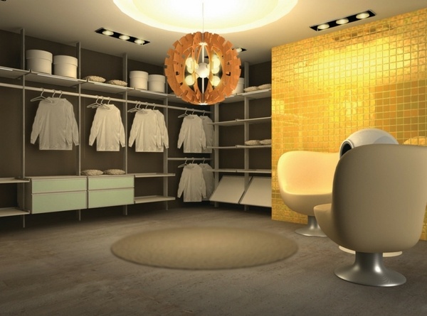walk-in-closet-design-ideas-metal-wall-shelves-round-carpet-accent-wall