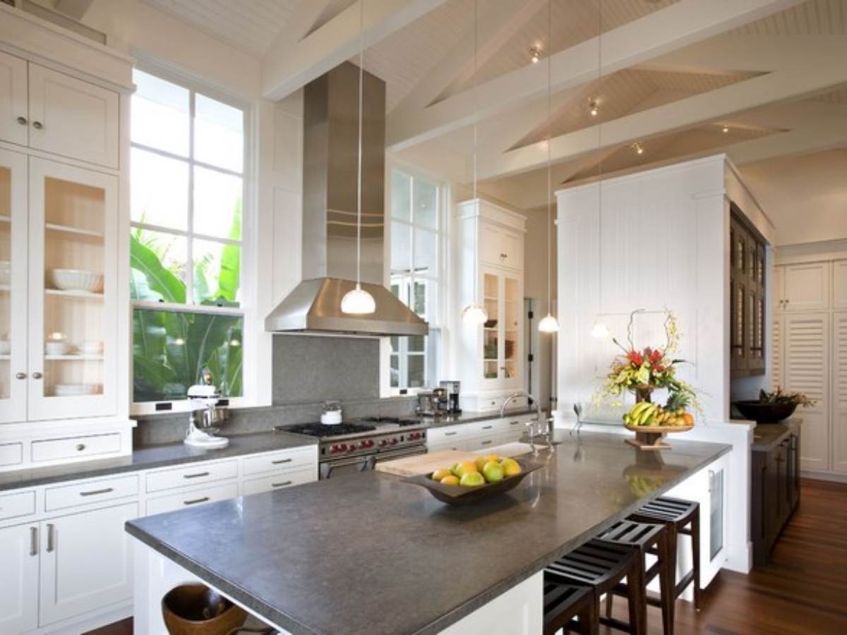 Grey Granite Countertops, Dark Gray Kitchen Cabinets With Granite Countertops