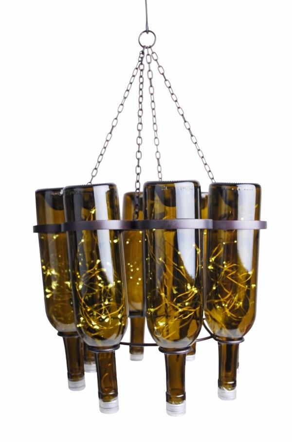 wine bottle chandelier design ideas DIY lighting fixtures home lighting