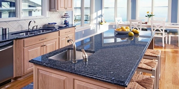 wood-cabinets-granite-countertops-ideas-blue-granite-modern-kitchen
