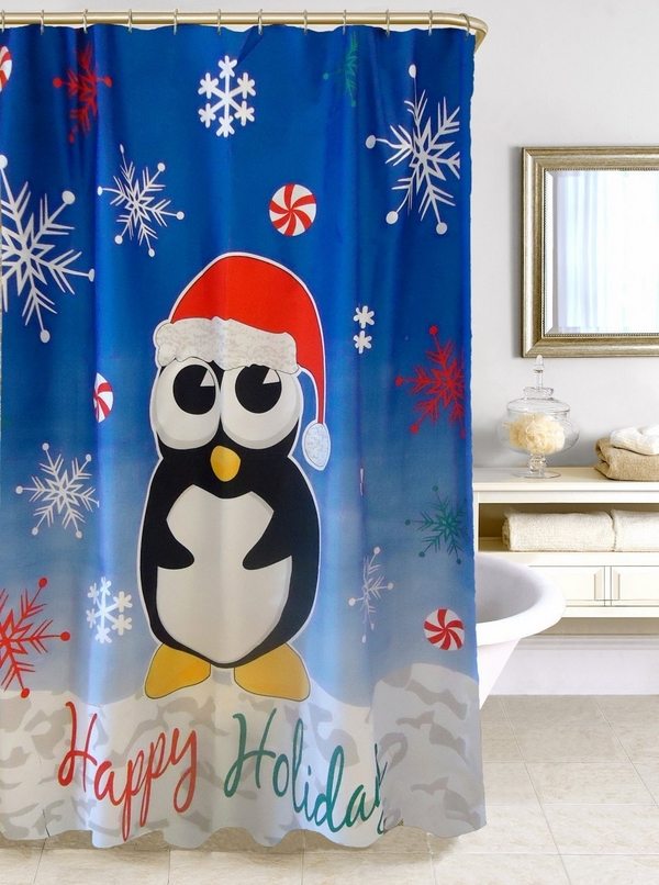 20 Christmas shower curtains bathroom decorating ideas