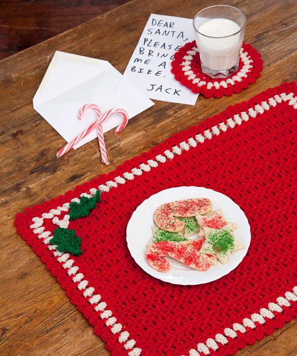 crochet projects Christmas table decorations placemat coaster