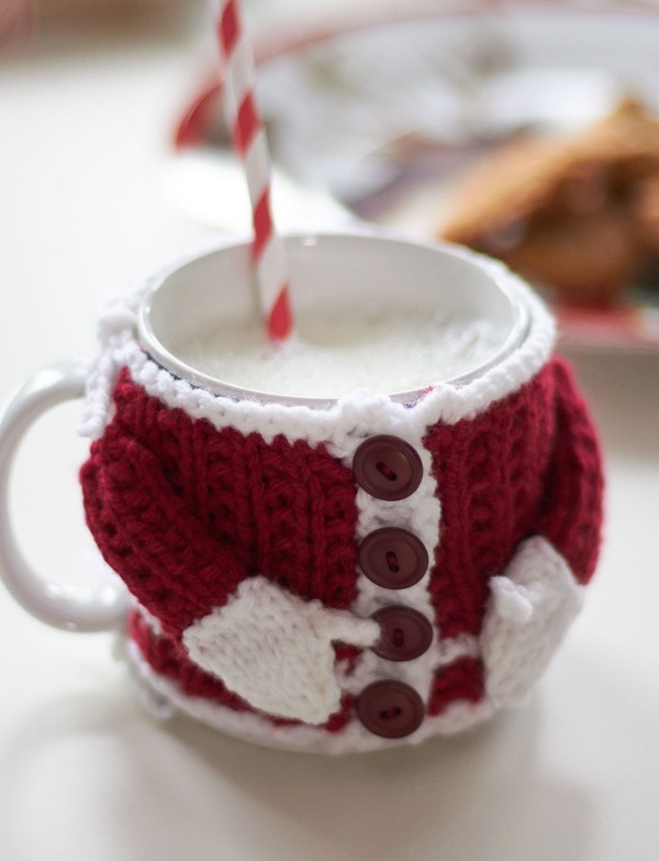 Christmas crochet santas mug cozy DIY gift ideas