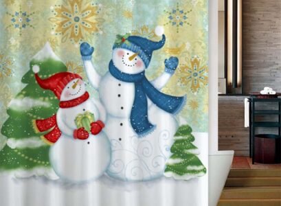 Christmas-snowman-bathroom-curtain-ideas-festive-bathroom-decor-ideas