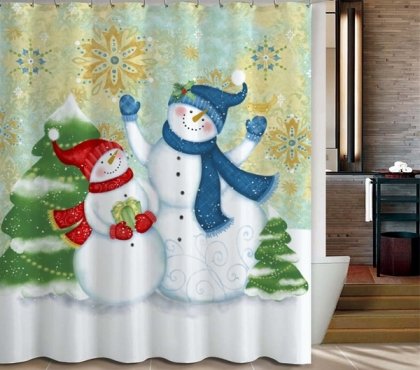 Christmas-snowman-bathroom-curtain-ideas-festive-bathroom-decor-ideas