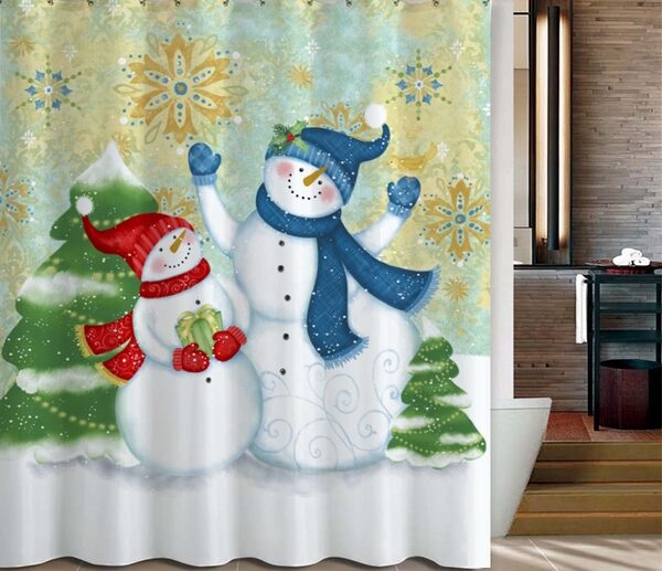 Christmas-snowman-bathroom-curtain-ideas-festive-bathroom-decor-ideas