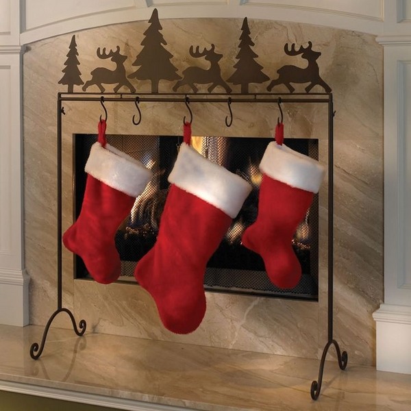 Christmas-stocking-holders-wrought-iron stand fireplace decoration