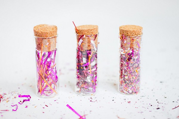 DIY party favors confetti glass containers