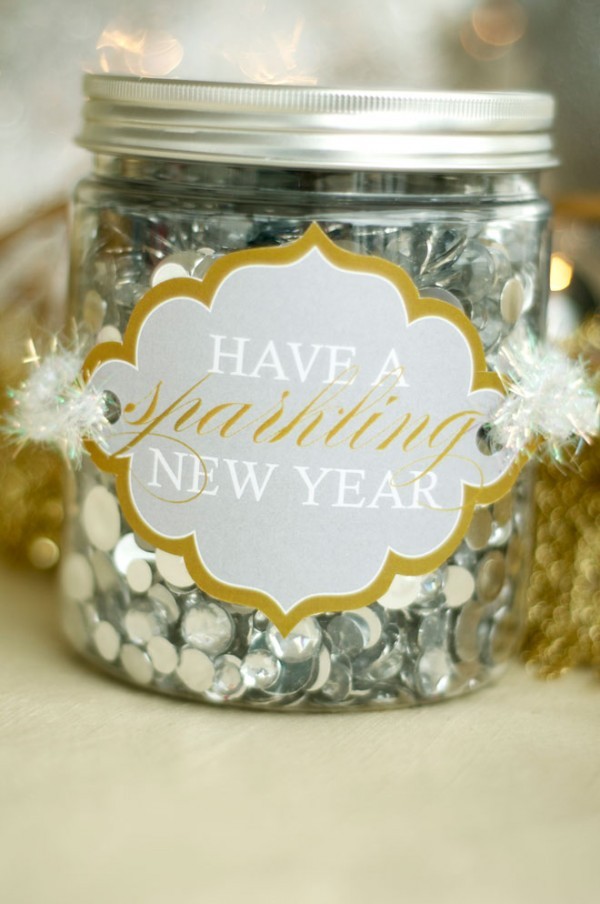  glass jars silver confetti