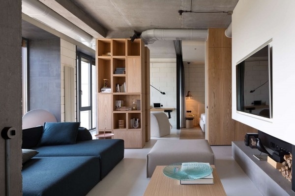 Modern-penthouse-design-living room deep sofa low table