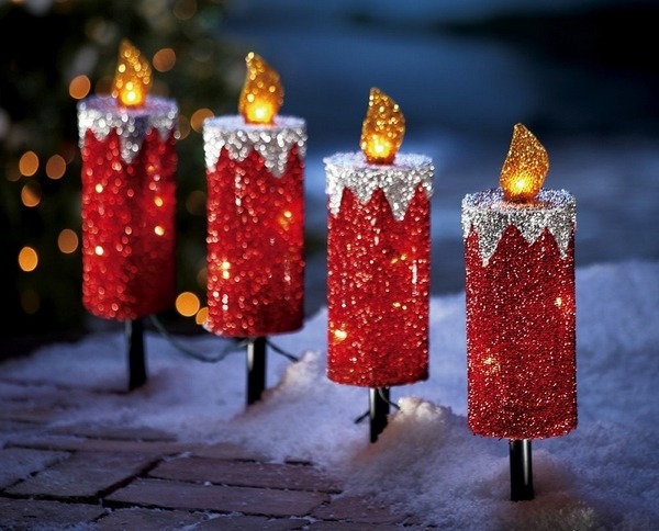 Red candle Christmas garden path lights christmas yard decorations