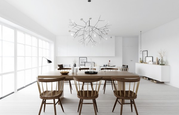 Scandinavian-style-dining-room-design-furniture ideas wood chairs and table