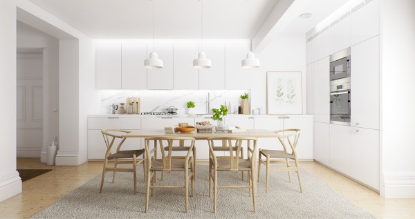Scandinavian dining room furniture ideas white and wood furniture set