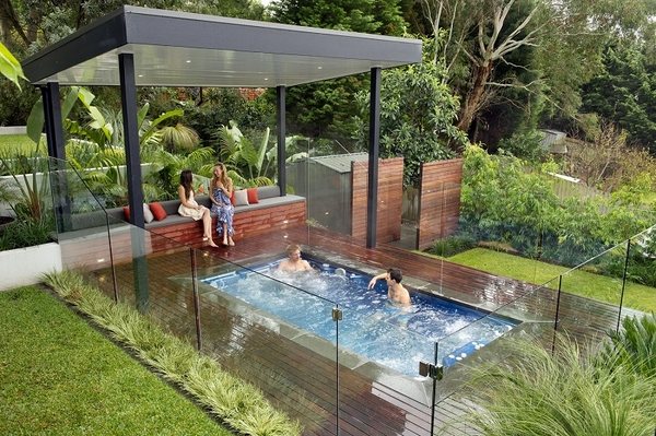 Small inground pools modern patio ideas pool deck pool shade