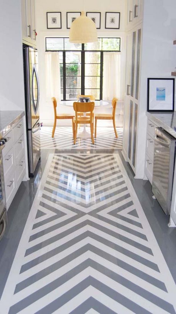 Unique decor ideas grey and white painted floor