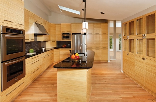 bamboo floor decor contemporary kitchen design 