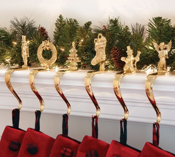 beautiful-gold-Christmas-stocking-holders-christmas-symbols-wreath-angel
